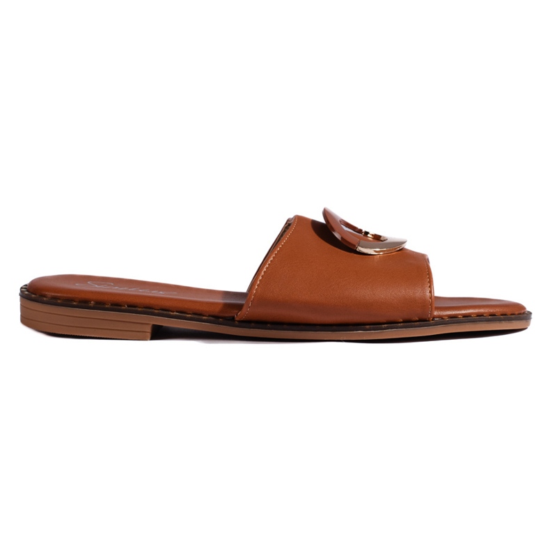 Chanclas planas de mujer camel marrón