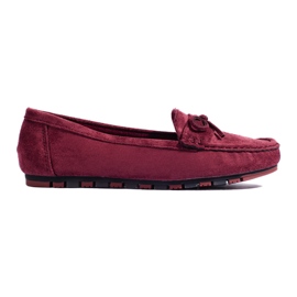 Mocasines mujer ante burdeos rojo