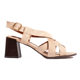 Sandalias tacón ante beige