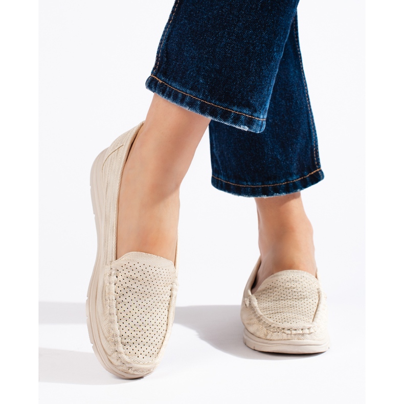 Mocasines mujer beige