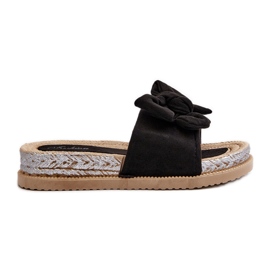 Chanclas de mujer con plataforma y lazo, negro Aflia Chanclas de mujer con plataforma y lazo, negro Aflia