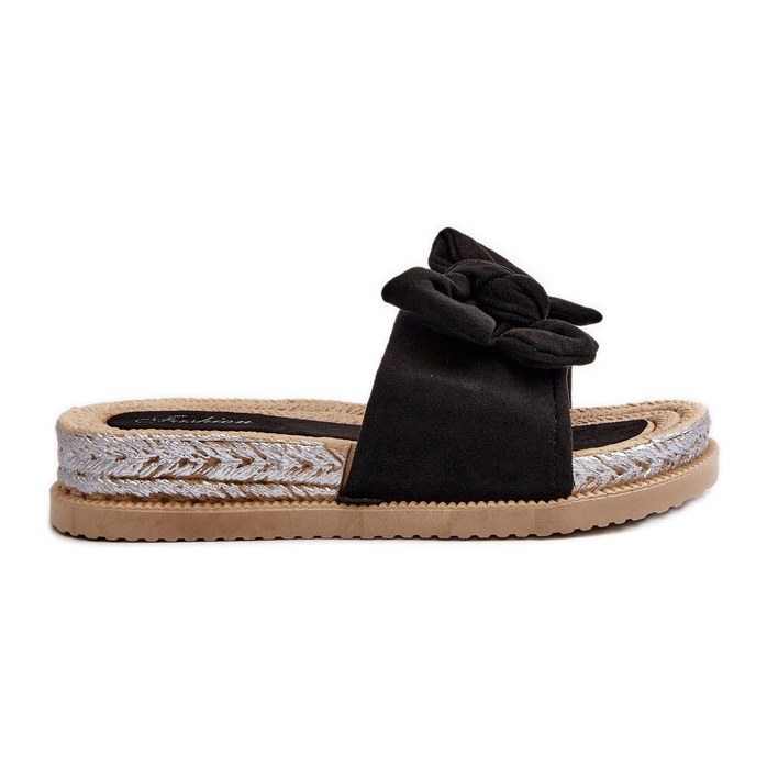 Chanclas de mujer con plataforma y lazo, negro Aflia