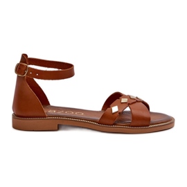 Zazoo 40378 Sandalias Planas Mujer Piel, Marrón