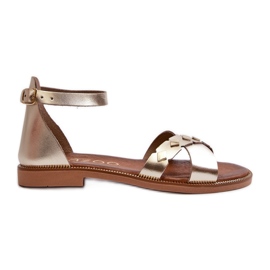 Zazoo 40378 Sandalias Planas Mujer Piel, Dorado