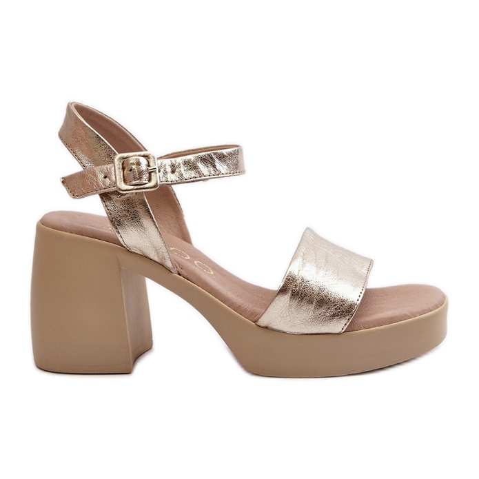 Zazoo 40386 Sandalias de Tacón Mujer Piel, Dorado