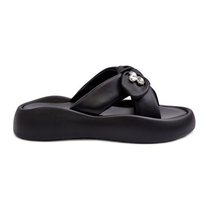 Chanclas de Mujer de Piel con Plataforma Negra GOE NN2N4110 negro