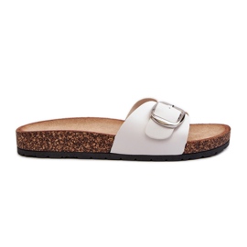 Chanclas de Mujer con Plataforma de Corcho y Hebilla, Moaxi Blanco