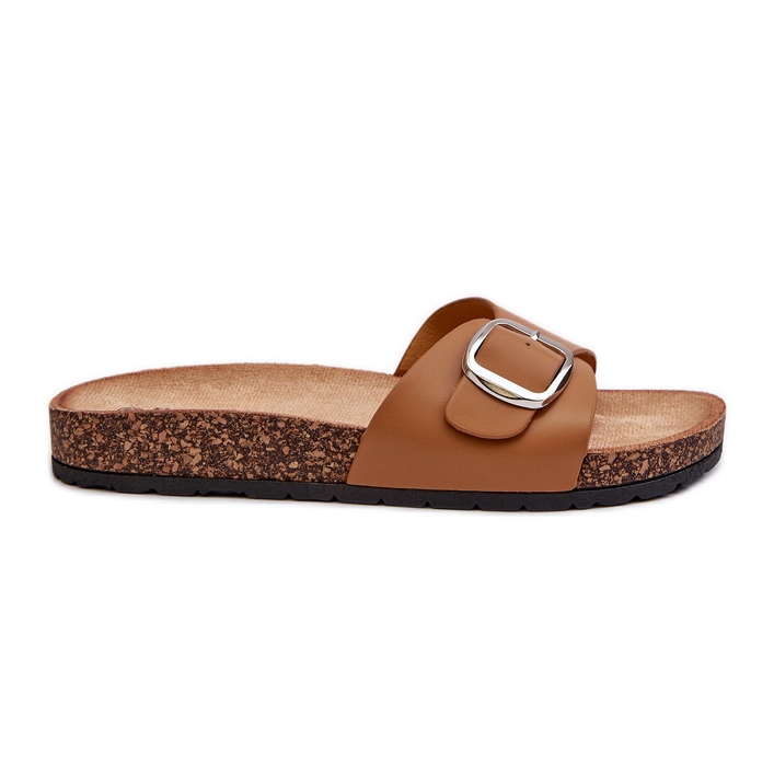 Chanclas de Mujer con Plataforma de Corcho y Hebilla, Moaxi marrón