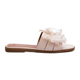 Chanclas Planas de Mujer con Lazo, Beige Balinda