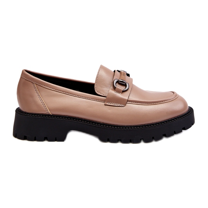 Vinceza Mocasín Mujer Piel Ecológica Beige con Adorno