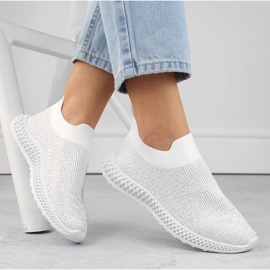 S.Barski Deportivas slip-on de mujer con circonitas blancas D&amp;A TW121 blanco
