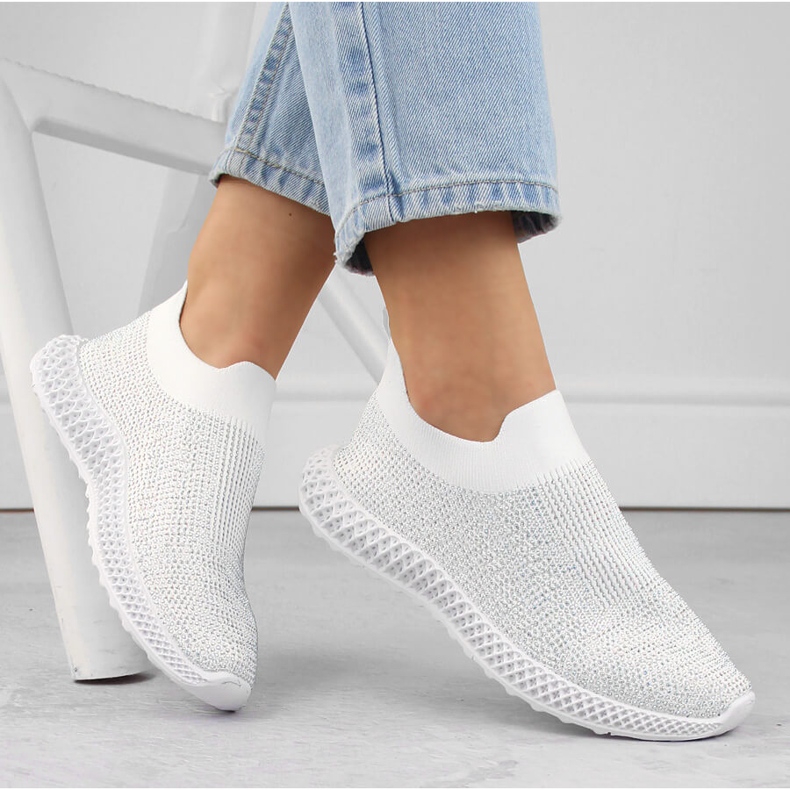 S.Barski Deportivas slip-on de mujer con circonitas blancas D&A TW121 blanco S.Barski Deportivas slip-on de mujer con circonitas blancas D&A TW121 blanco