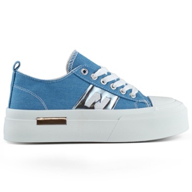 Zapatillas de mezclilla de mujer de moda con suela de plataforma gruesa. azul