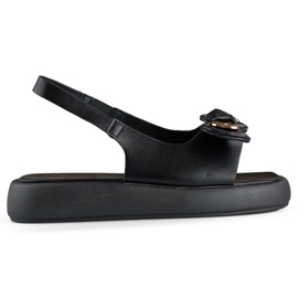 Sandalias de mujer negras con lazo de osito en la plataforma negro