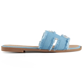 Chanclas vaqueras de mujer con suela plana. azul
