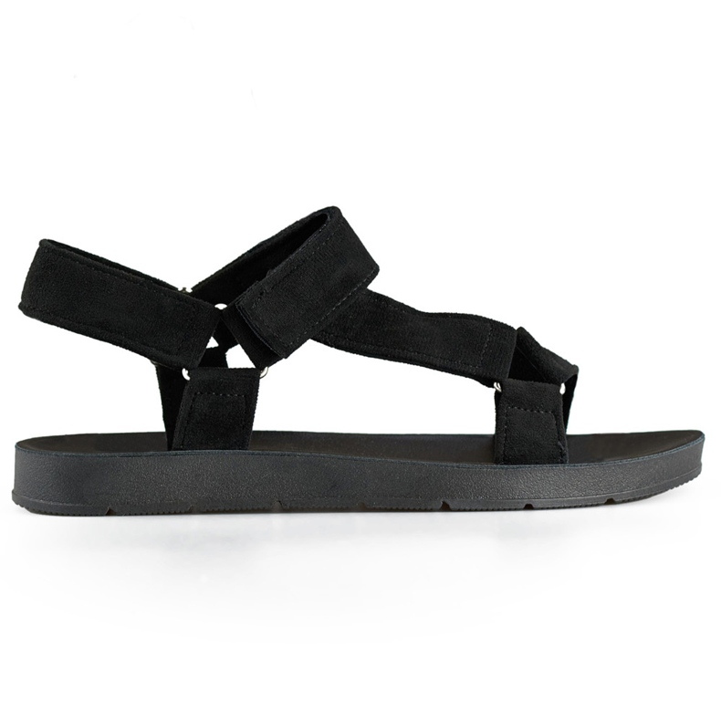 Sandalias deportivas de mujer negras con cierre de velcro. negro