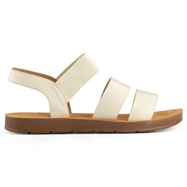 Sandalias slip-on mujer beige con goma elástica