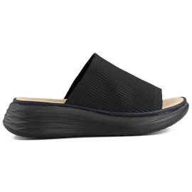 Chanclas de mujer suaves negras con plataforma y parte superior de calcetín negro