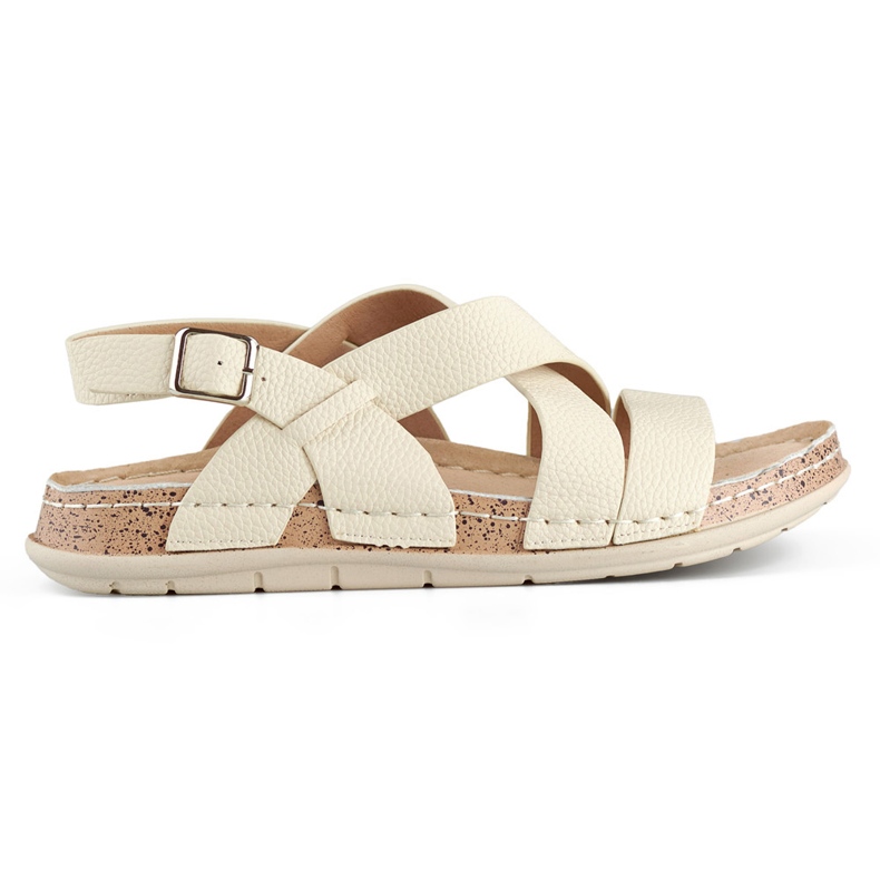 Sandalias de mujer beige con plantilla de piel.