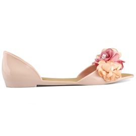 Bailarinas abiertas mujer beige flores