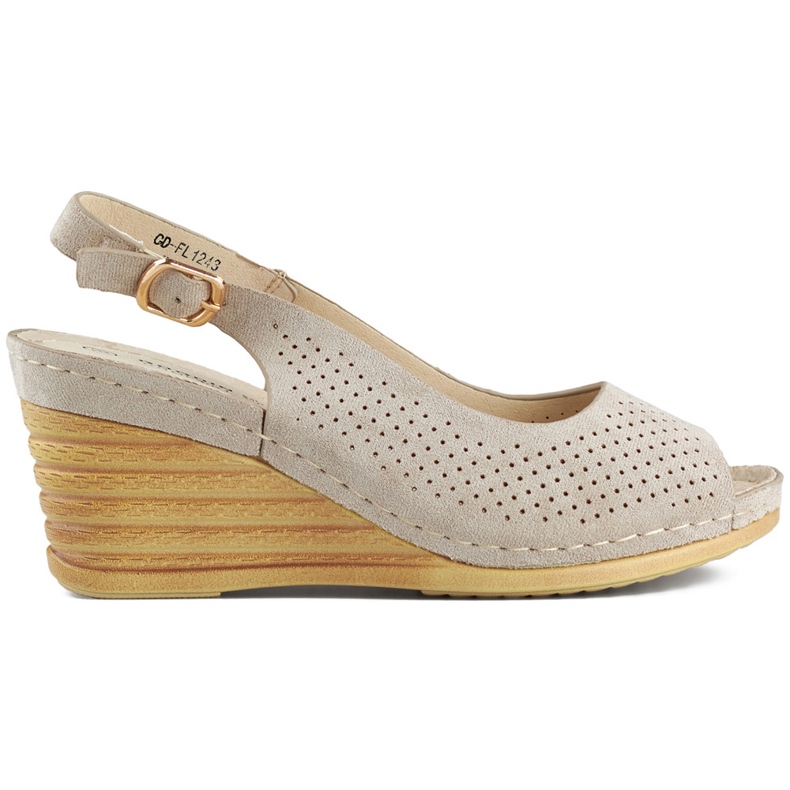 Goodin Sandalias cuña caladas beige