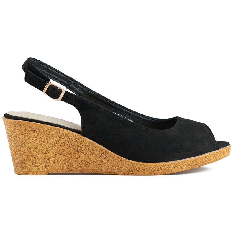 Sandalias negras de mujer con cuña baja negro