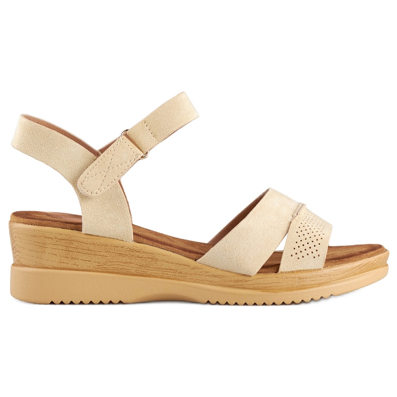 Sandalias cuña ante beige, sandalias cómodas de mujer