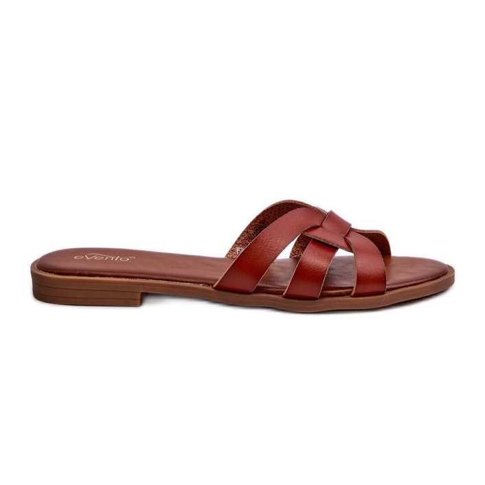 Chanclas de Mujer con Tacón Plano en Piel Ecológica Marrón Rosalini