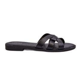 Chanclas Planas para Mujer en Piel Ecológica, Negro Rosalini