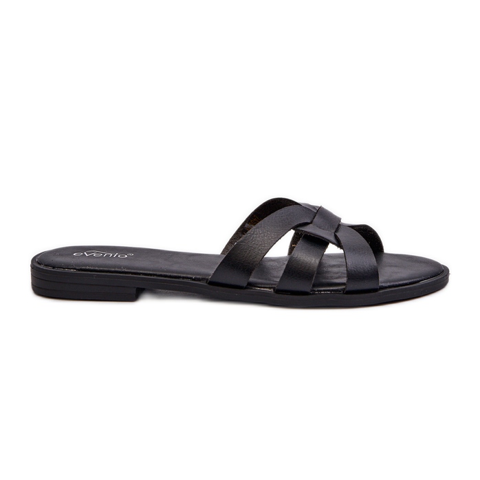 Chanclas Planas para Mujer en Piel Ecológica, Negro Rosalini
