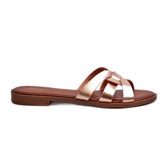 Chanclas de mujer con tacón plano en ecopiel, Dorado Rosalini Chanclas de mujer con tacón plano en ecopiel, Dorado Rosalini