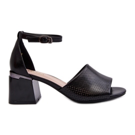 Vinceza Sandalias de Tacón Alto para Mujer Fabricadas en Piel Ecológica, Negro Horissa