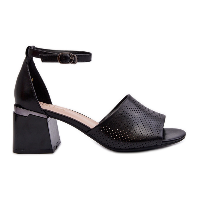 Vinceza Sandalias de Tacón Alto para Mujer Fabricadas en Piel Ecológica, Negro Horissa
