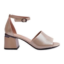 Vinceza Sandalias de Tacón Alto para Mujer Fabricadas en Piel Ecológica, Dorado Horissa beige