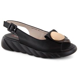 Sandalias mujer cómodas de piel con plataforma negra Artiker 52C1630 negro