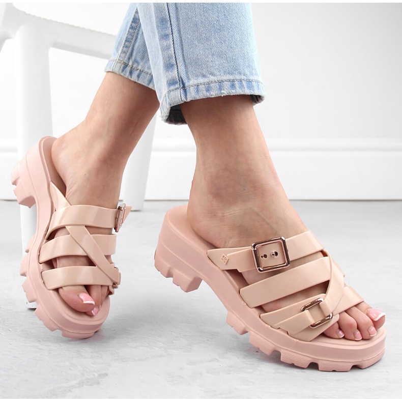 Zapatillas de casa perfumadas de mujer cómodas con tacón nude Zaxy NN285044 rosado