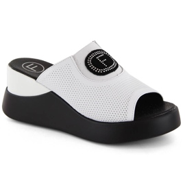 Sandalias cuña mujer piel calada blanco Filippo DK6141