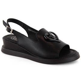 Sandalias cuña mujer piel negra Filippo DS6069 negro