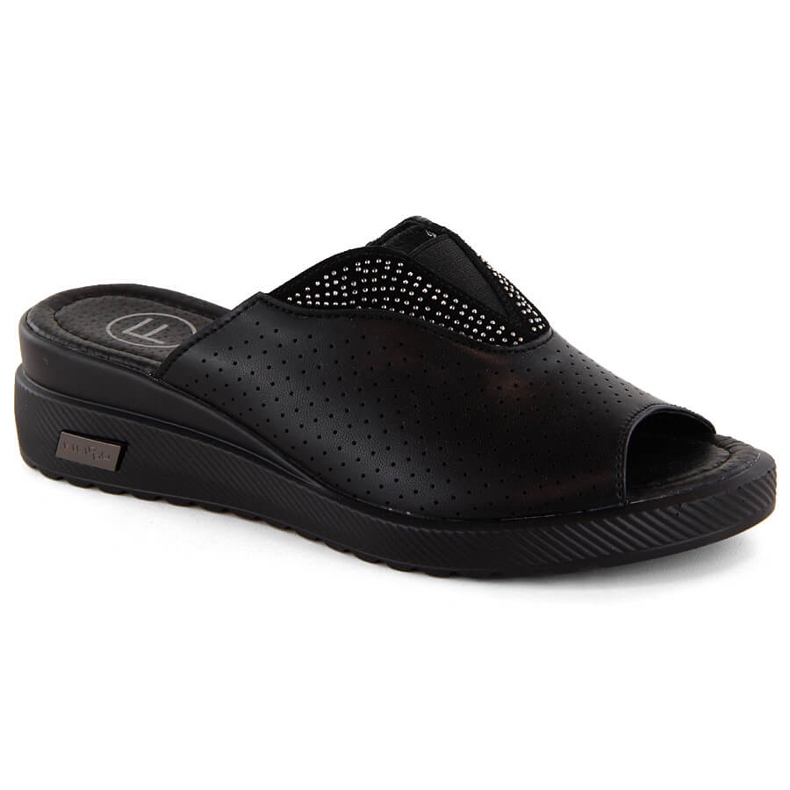 Sandalias cuña mujer piel negra Filippo DK6146 negro