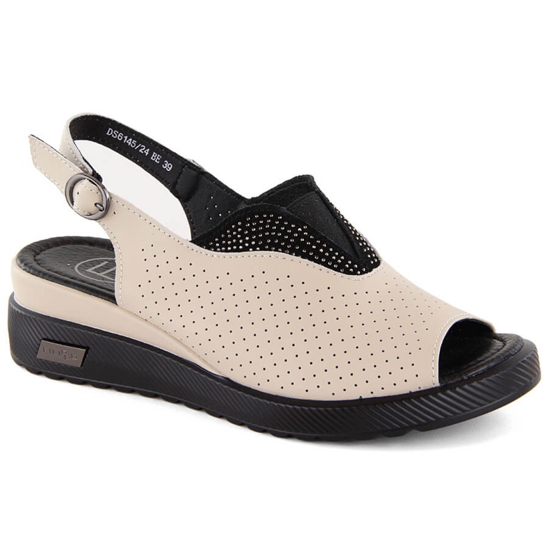 Sandalias cuña calada piel beige Filippo DS6145 Sandalias cuña calada piel beige Filippo DS6145