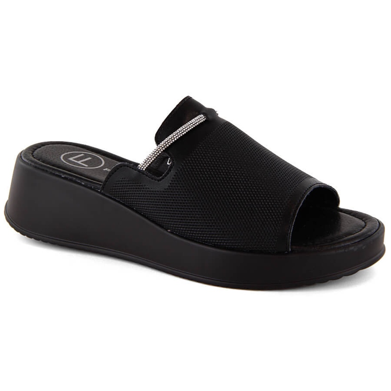 Sandalias cuña mujer piel negra Filippo DK6067 negro