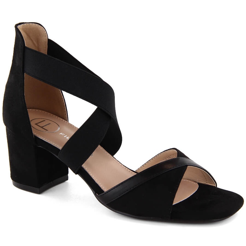 Sandalias de mujer con tacón y elásticos, negro Filippo DS6262 Sandalias de mujer con tacón y elásticos, negro Filippo DS6262