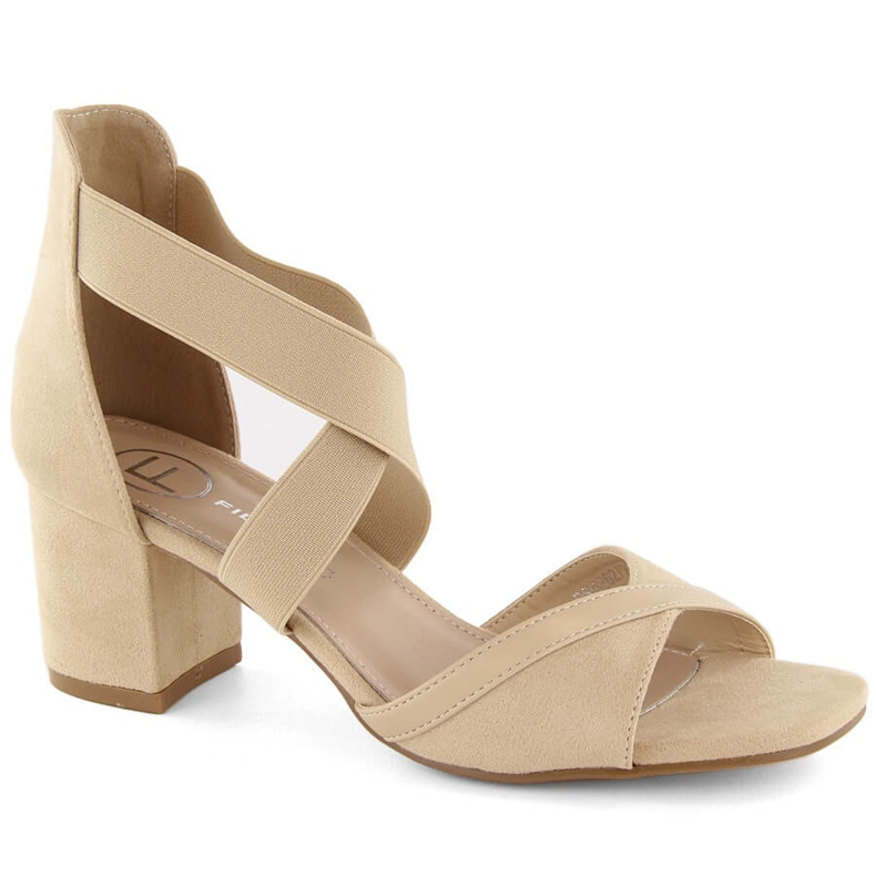 Sandalias de mujer beige con tacón y elásticos Filippo DS6262 Sandalias de mujer beige con tacón y elásticos Filippo DS6262