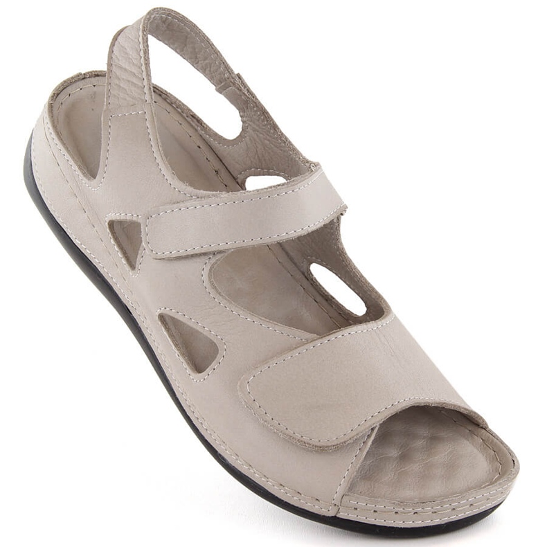 Sandalias mujer de piel con velcro, gris claro T.Sokolski L24-158