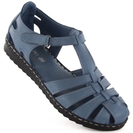Sandalias de mujer de piel totalmente calada, azul, T.Sokolski A88 Sandalias de mujer de piel totalmente calada, azul, T.Sokolski A88