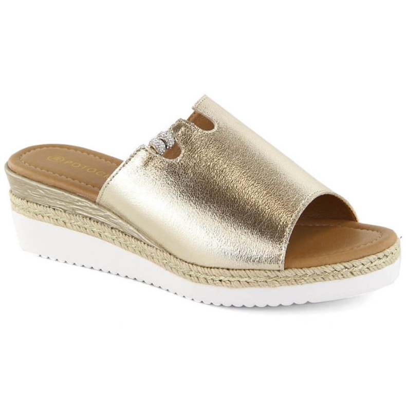 Potocki W WOL145A Sandalias cuña metalizadas, dorado