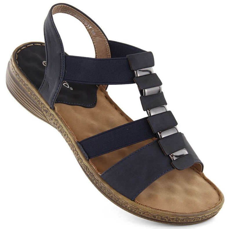 EVento W EVE405B sandalias sin cordones con bandas elásticas, azul marino