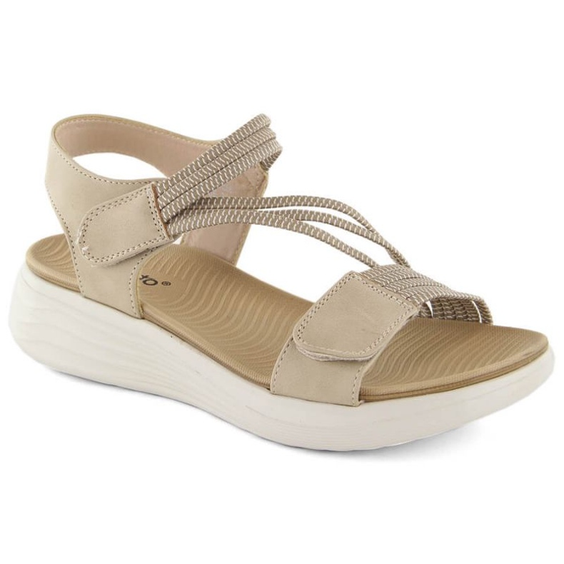 Sandalias cómodas con velcro eVento W EVE446A, beige