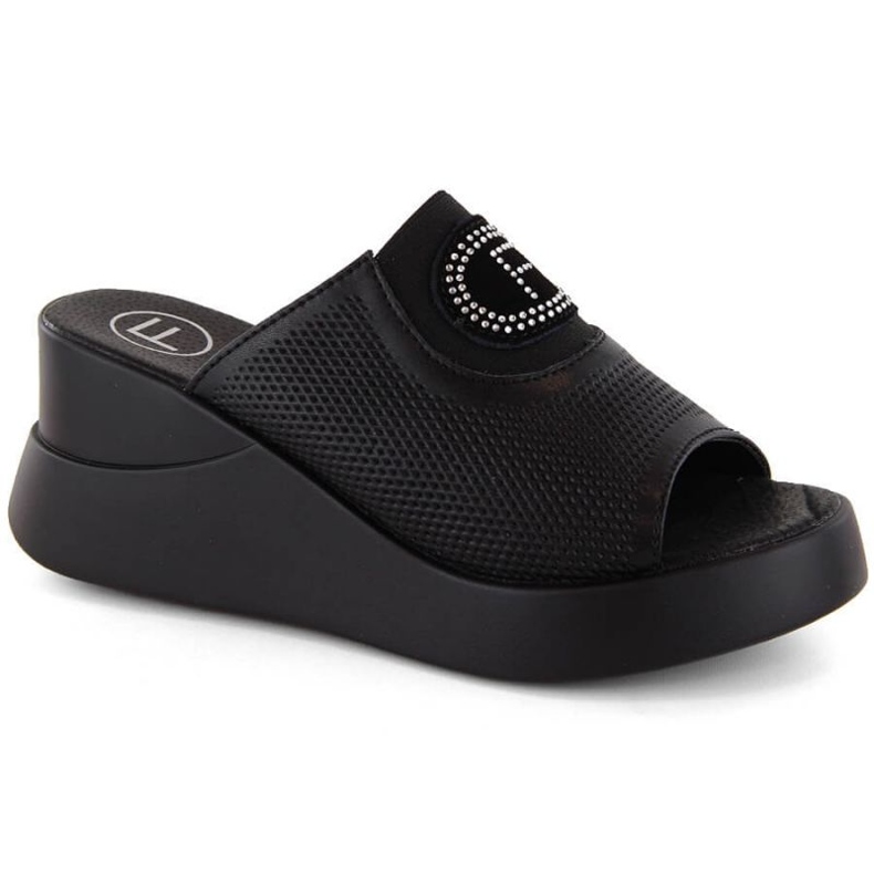 Filippo W PAW532A mules con cuña calada de piel, negro