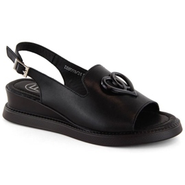 Filippo W PAW534A Sandalias cuña de piel, negro